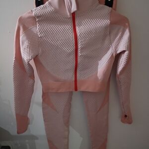 Pink Textured Zip-Up Tracksuit